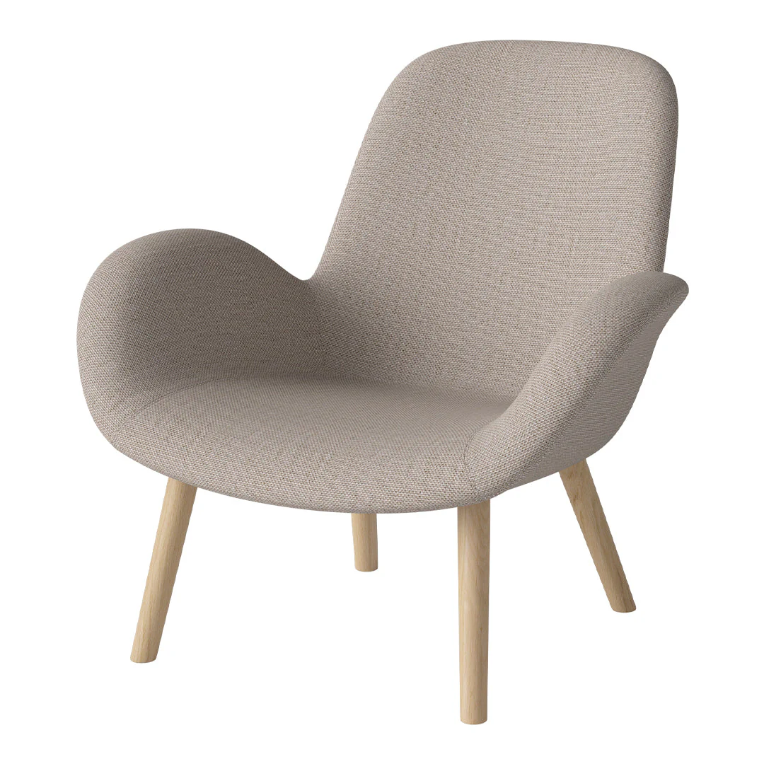 Seed Lounge Armchair - Upholstered -  Oiled Oak Base, White Pigmented - Image 80