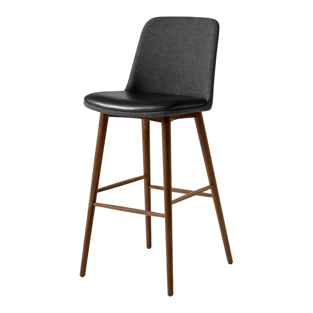 Rely HW137 Bar Chair - Mixed Upholstery - Walnut Base
