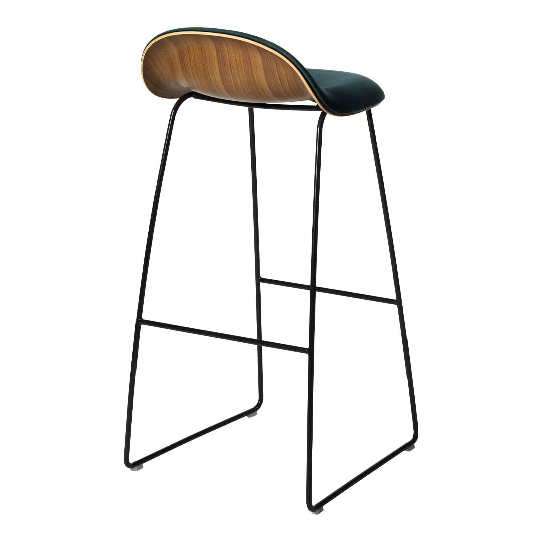 Gubi 3D Bar Stool - Front Upholstered - Sledge Base - Image 3