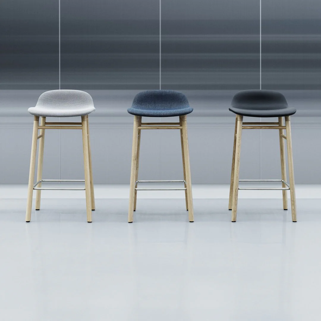 Form Counter Stool - Wood Legs - Upholstered - Image 19