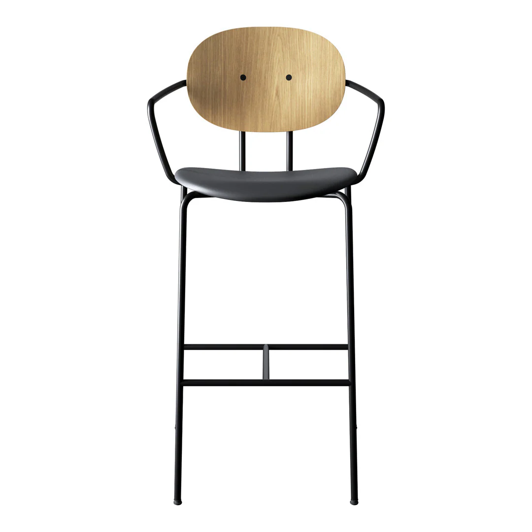 Piet Hein Bar Chair w/ Armrest - Seat Upholstered - Image 2