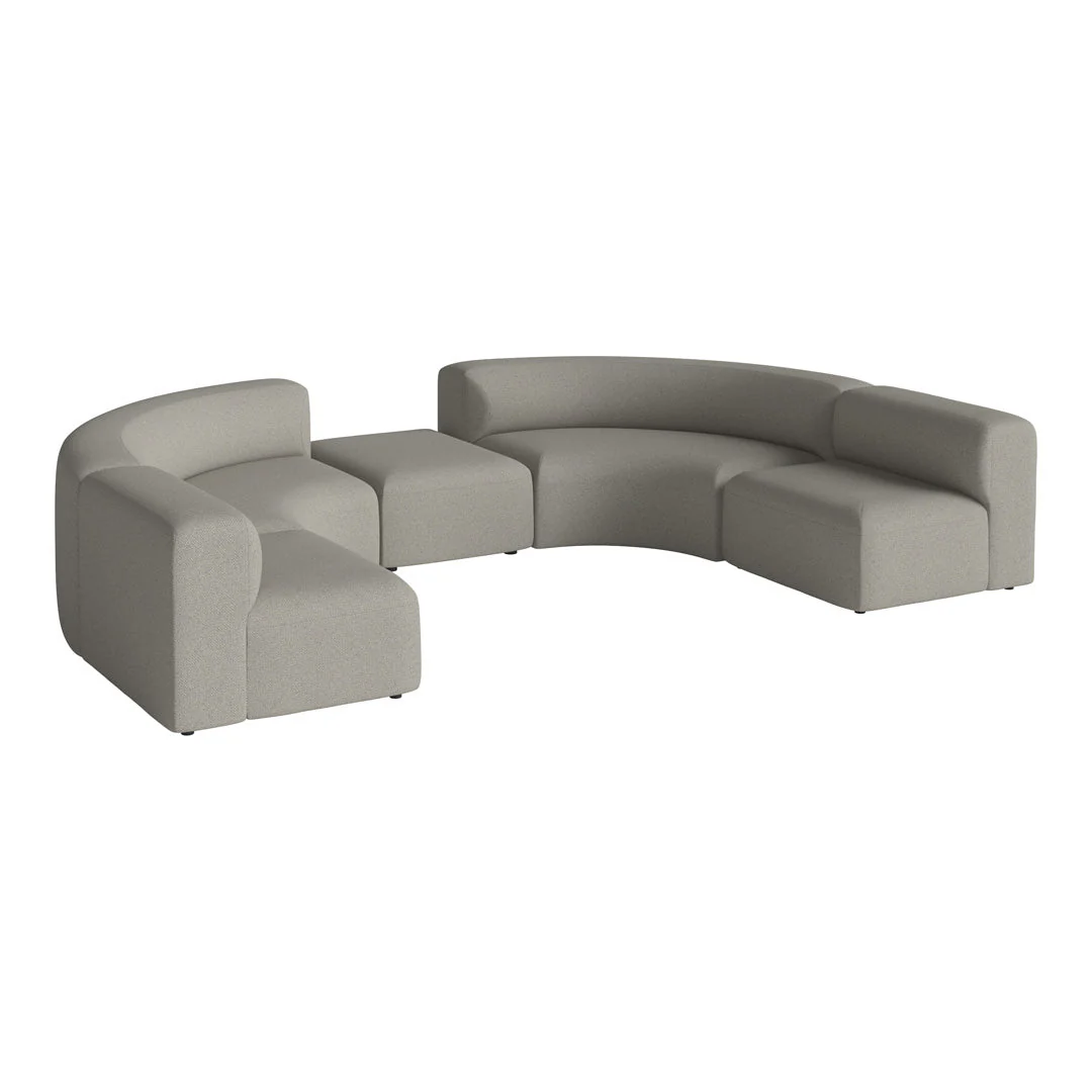 Angle Curved Semi-Circular Sofa w/ Center Pouf - Image 11