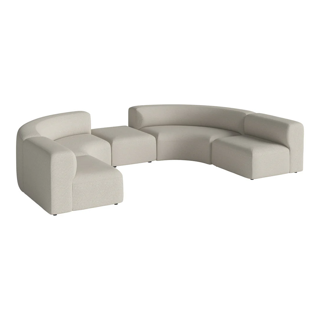 Angle Curved Semi-Circular Sofa w/ Center Pouf - Image 12