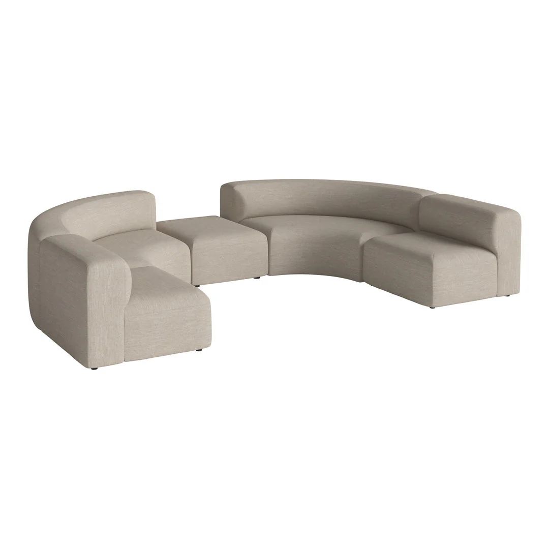 Angle Curved Semi-Circular Sofa w/ Center Pouf - Image 13