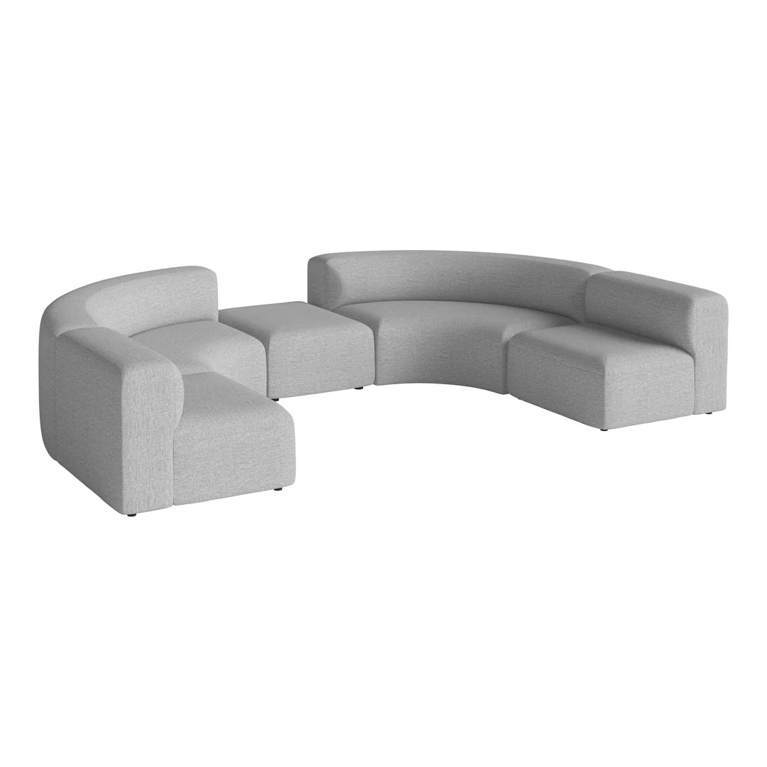 Angle Curved Semi-Circular Sofa w/ Center Pouf - Image 15