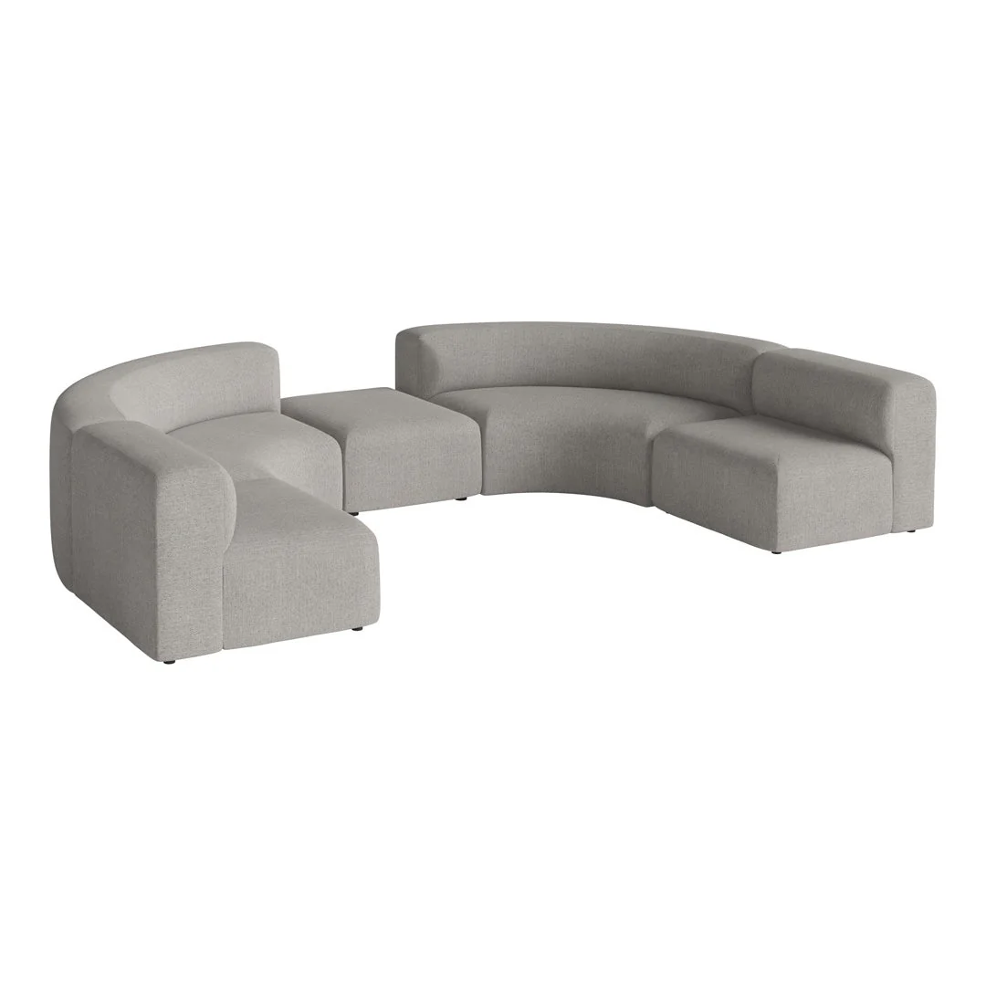 Angle Curved Semi-Circular Sofa w/ Center Pouf - Image 17