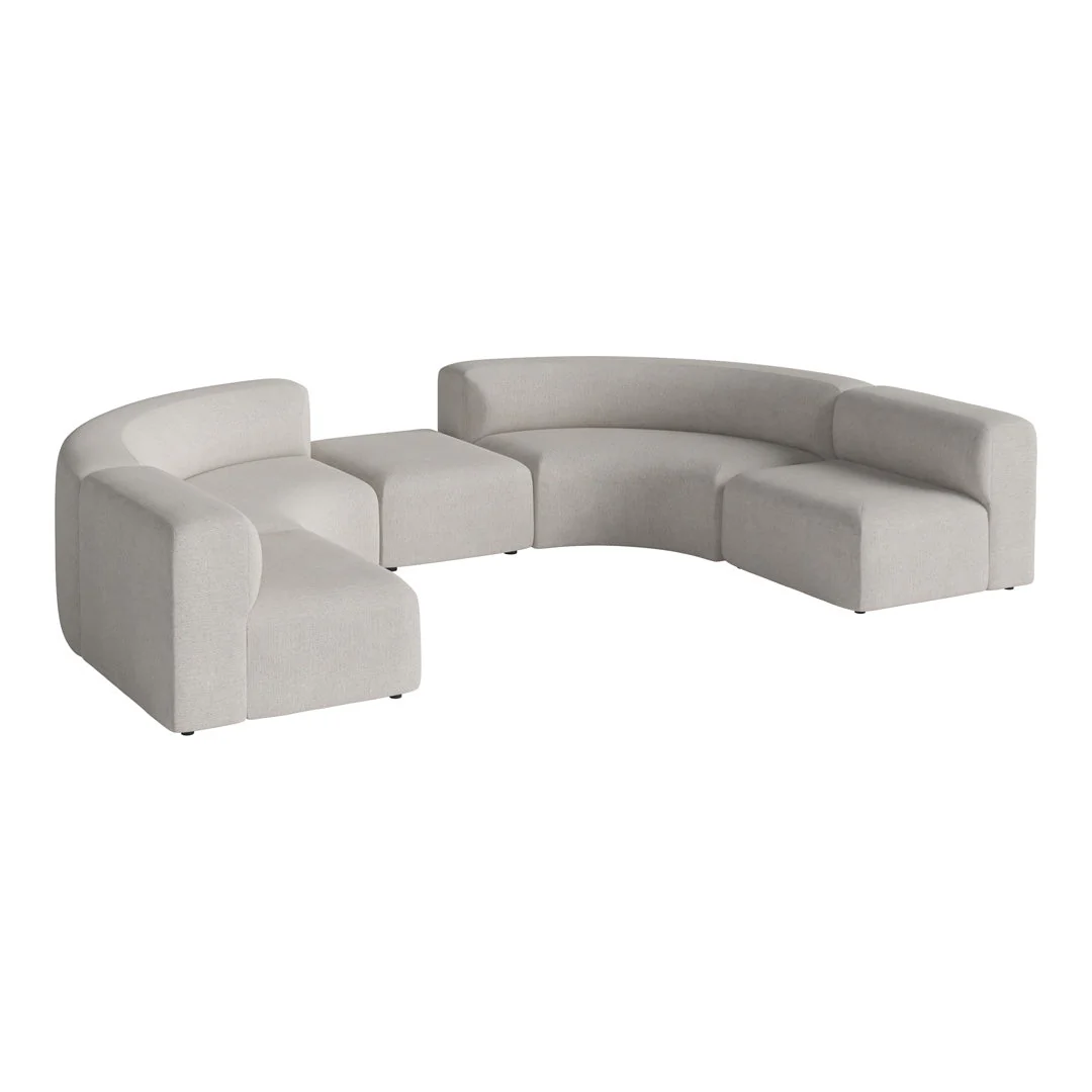 Angle Curved Semi-Circular Sofa w/ Center Pouf - Image 18