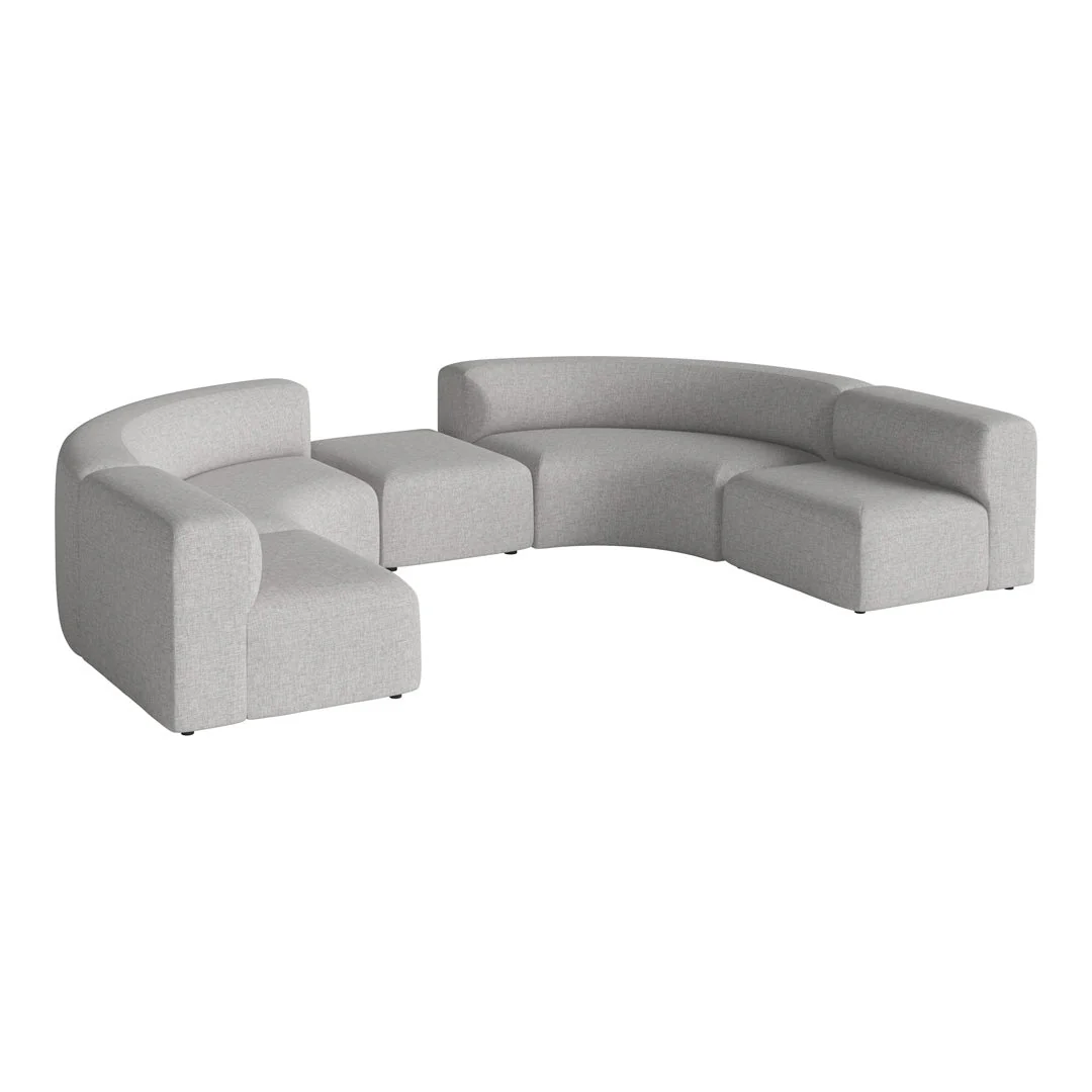 Angle Curved Semi-Circular Sofa w/ Center Pouf - Image 8