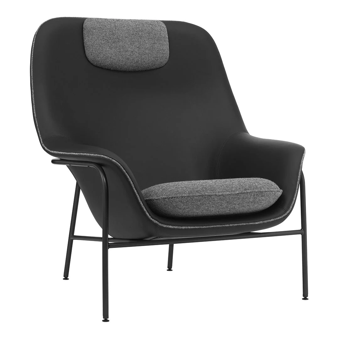 Drape High Lounge Chair w/ Headrest - Steel Legs - Image 3