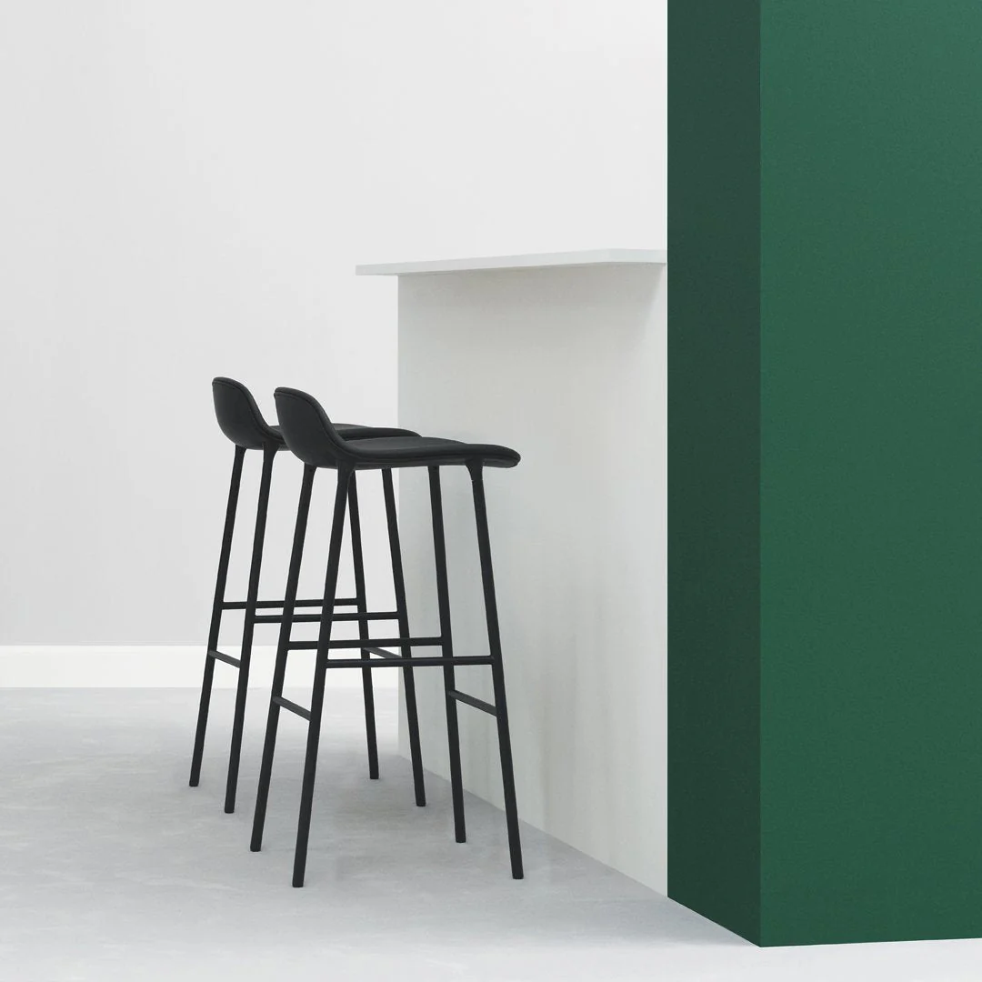 Form Bar Stool - Metal Legs - Upholstered - Image 34