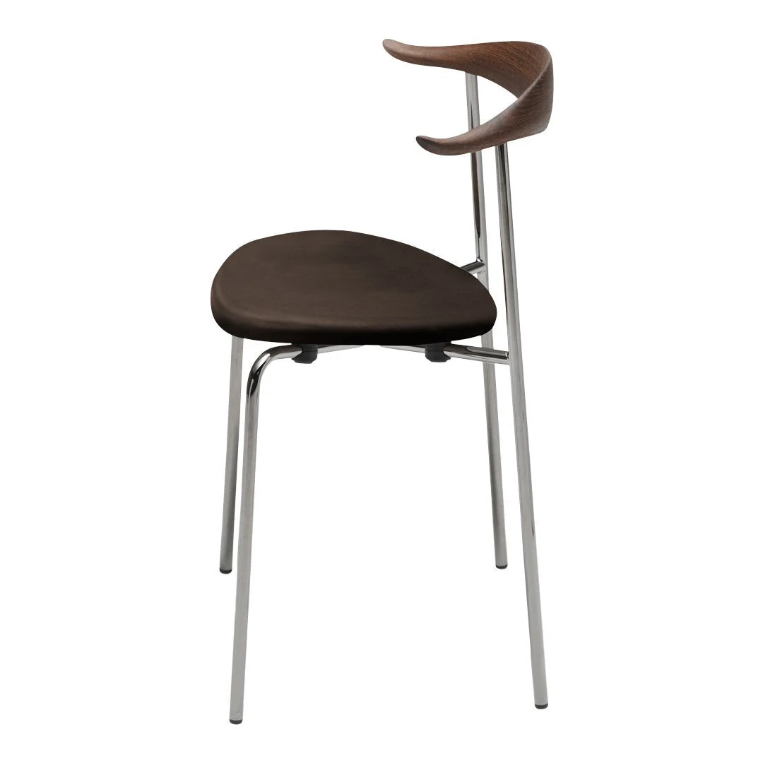 CH88P Chair - Seat Upholstered - Stainless Steel - Wood - Image 5