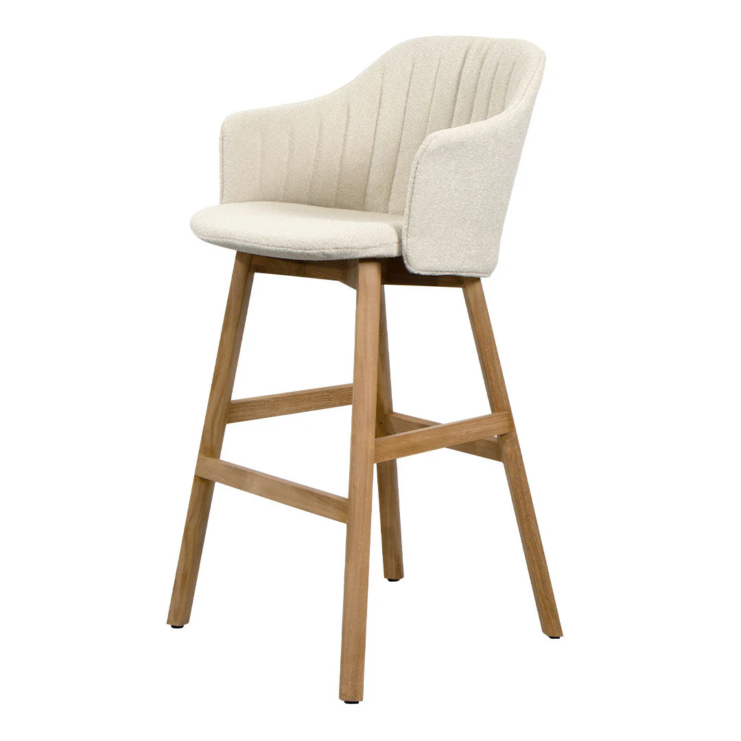 Choice Outdoor Bar Chair - Wood Base - w/ Back and Seat Cushion - Image 3