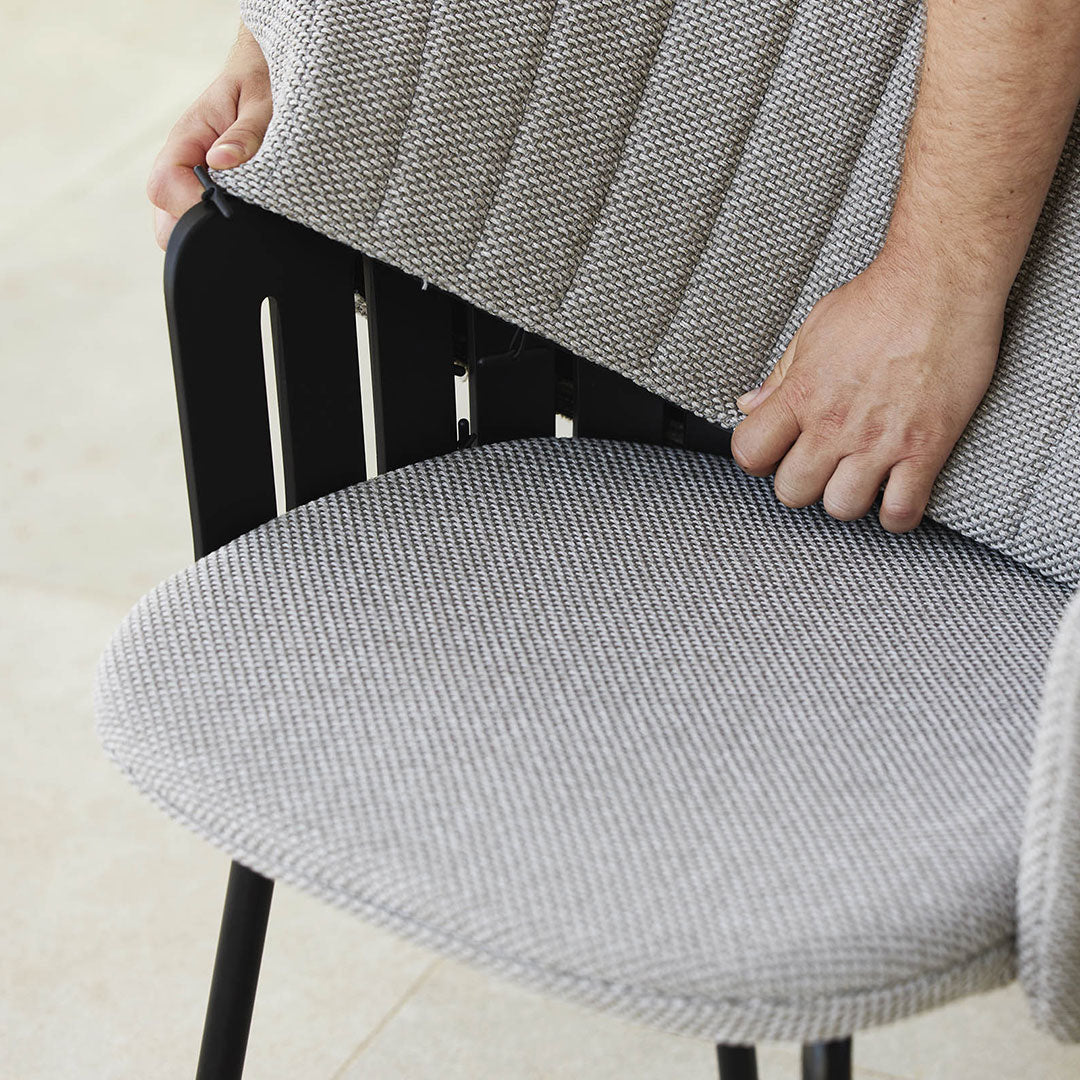 Choice Outdoor Bar Chair - Wood Base - w/ Back and Seat Cushion - Image 4