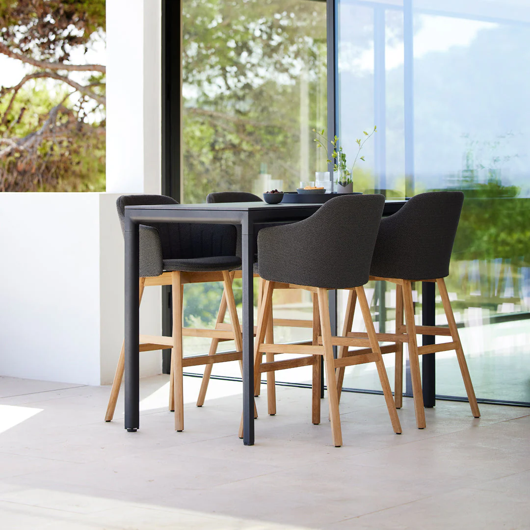 Choice Outdoor Bar Chair - Wood Base - w/ Back and Seat Cushion - Image 7