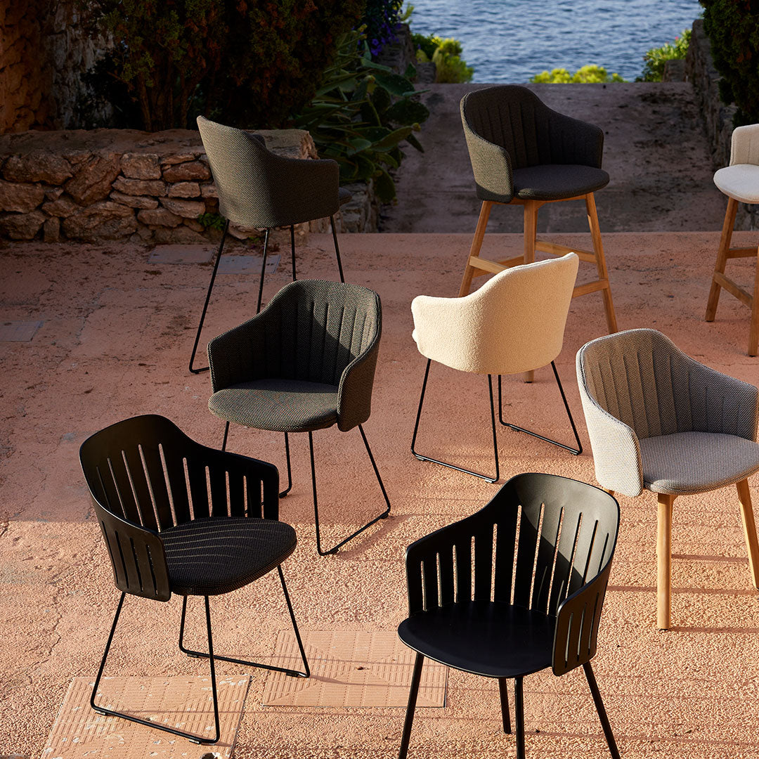 Choice Outdoor Bar Chair - Wood Base - w/ Back and Seat Cushion - Image 9