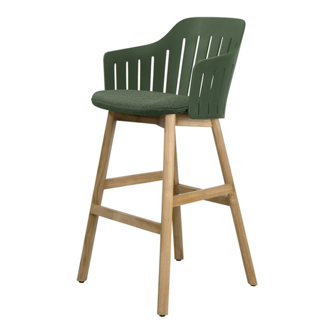 Choice Outdoor Bar Chair - Wood Base - w/ Seat Cushion - Image 2