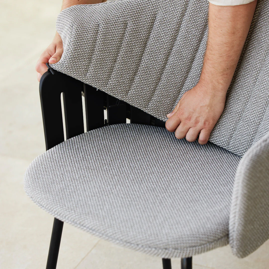 Choice Outdoor Counter Chair - Wood Base - w/ Back and Seat Cushion - Image 4